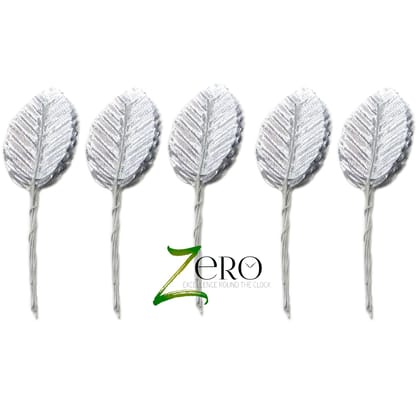 Bunch of 50 Pcs Hand Made Fabric Leaves - Silver Color Bunch of 50 Pcs Hand Made Fabric Leaves - Silver Color
