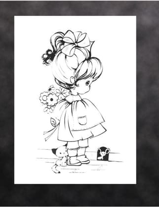 Clear Stamps Imported - Lovely Girl with Dog and Cat 6cm * 10cm