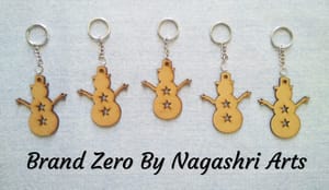 Brand Zero MDF Key Chain Snow Man Design - Combo Of 5 Pcs - Select Your preferred Size & Thickness