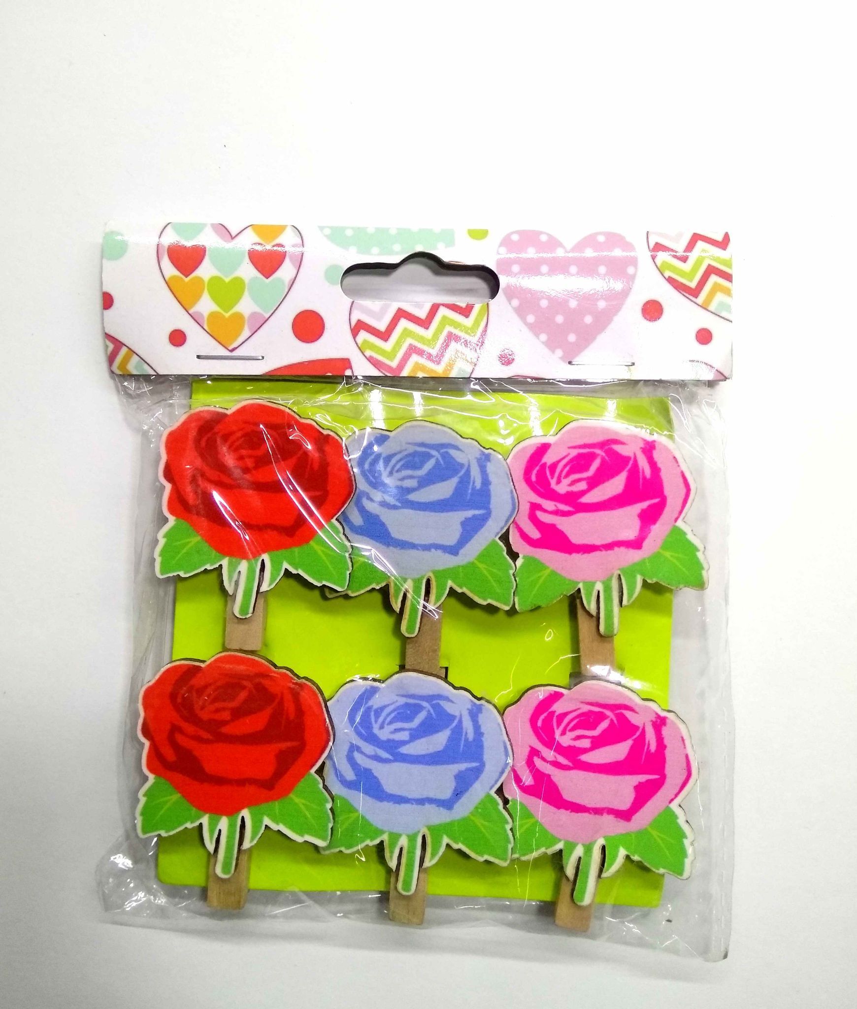 Wooden Photo Clips - Roses- 6 Pcs Set
