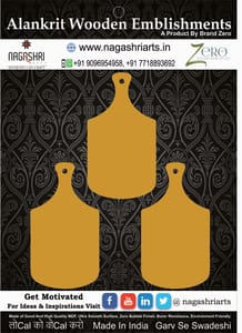 Brand Zero - MDF Chopping Board Fridge Magnet Base- Design 3 - Pack of 3 Pcs