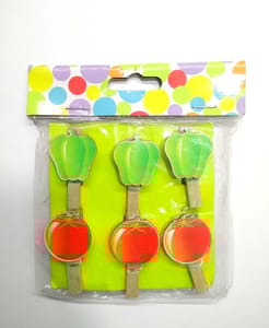 Wooden Photo Clips - Tomato And Capsicum - 6 Pcs Set