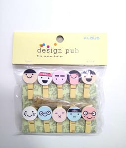 Wooden Photo Clips - Smiley2 - 10 Pcs Set
