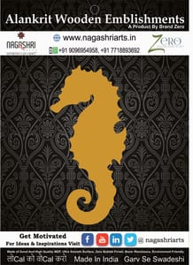 Brand Zero MDF Emblishment Sea Horse Design 1 - Size: 3.0 Inches by 1.5 Inches And 2.5 mm Thick