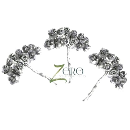 Bunch of 36 Pcs Hand Made Paper Flower - Silever Color