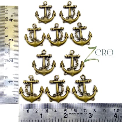 Brand Zero Vintage Metal Charms - Anchor - Pack of 10 Pcs - 30mm*26mm*3mm
