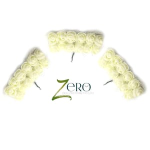 Bunch of 36 Pcs Hand Made Foam Flower Small - Off White Color