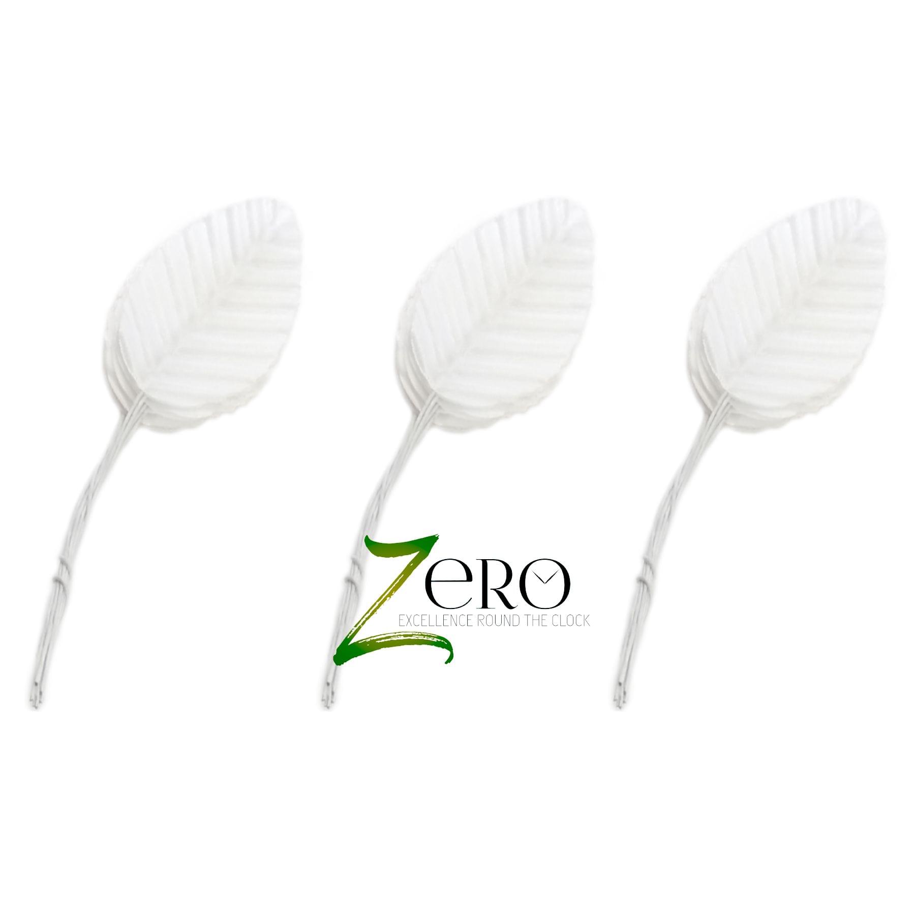 Bunch of 30 Pcs Hand Made Fabric Leaves - White Color