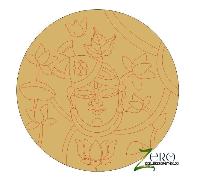 Brand Zero Pre Marked MDF Base - Banke Bihari Desing1 - Select Your Preference Of Size & Thickness