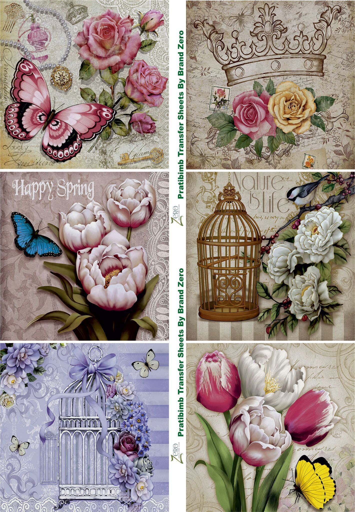 Brand Zero Pratibimb Transfer Sheets - Butteflies