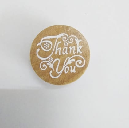 Wooden Block Stamp Round -Sentiment Design 1 - Thank You