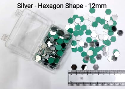 Silver Mirror Cutouts for Lippan Art - Hexagon Shape - 12mm - Select Your Quantity Silver Mirror Cutouts for Lippan Art - Hexagon Shape - 12mm - Select Your Quantity