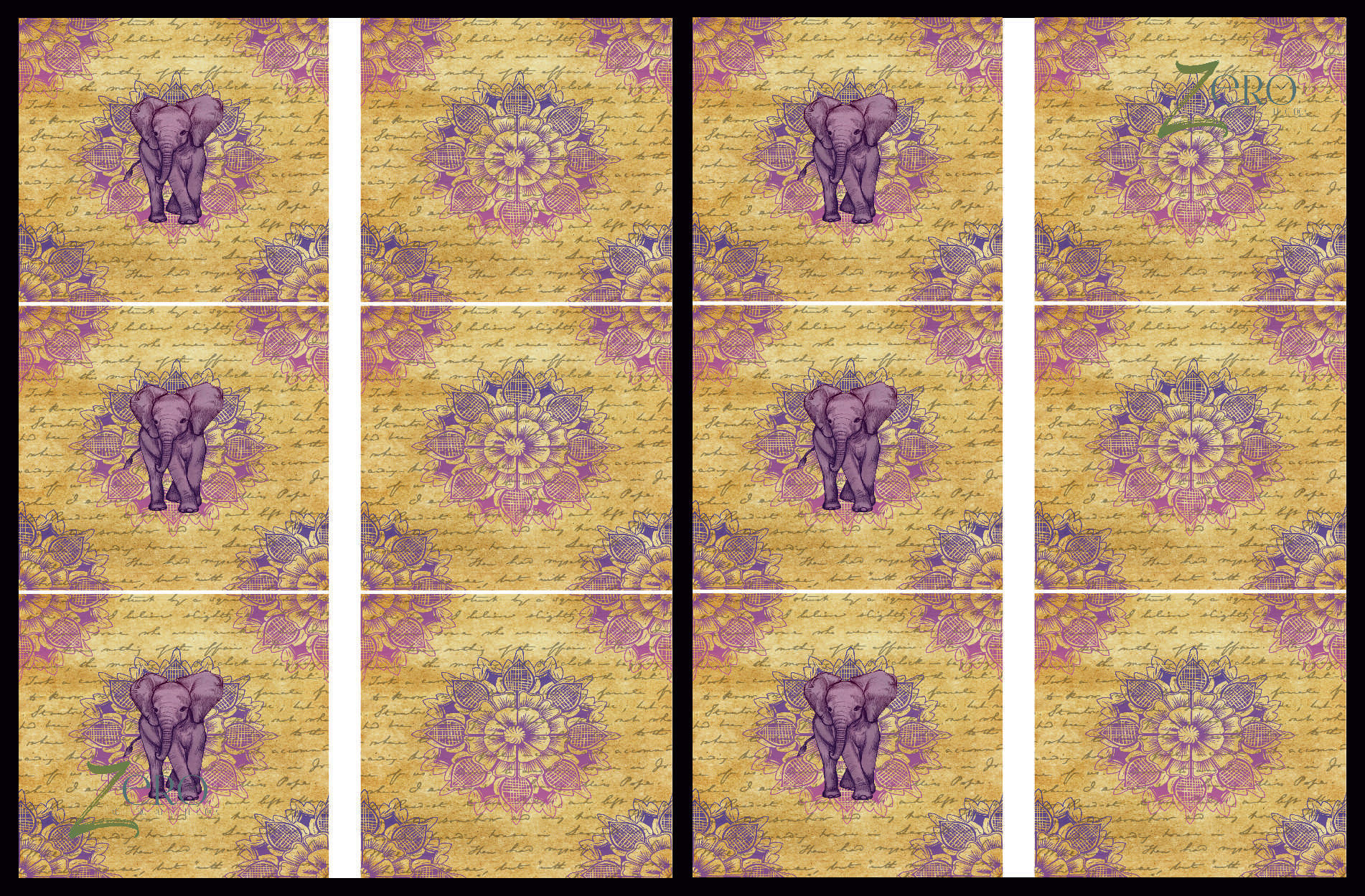 Brand Zero Luxury Speciality Decoupage Paper - Ethnic Elephant 2  Tiles