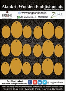 Brand Zero MDF Oval Shape Pendant And Earrings Jewelry Base - Six Sets of Pack of 3 Pcs Set