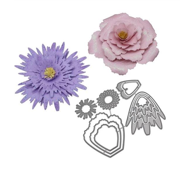 Brand Zero Die - 2 Beautiful Flowers Set Metal Cutting Dies 10.2 x 8.9 CM