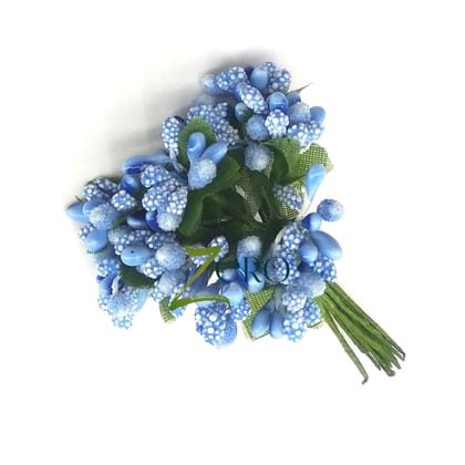 Bunch of 12 Pcs Two Tone Pollan - Bright Blue Color