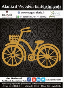 Brand Zero MDF Embellishment Bycycle Design 1 - Size: 4.0 Inches by 2.8 Inches And 2.5 mm Thick