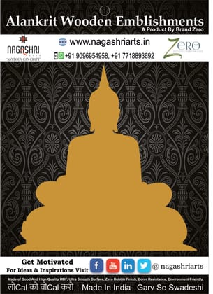 Brand Zero MDF Emblishment Meditation Buddha Design 6 - Select Your Preference Of Size & Thickness Brand Zero MDF Emblishment Meditation Buddha Design 6 - Select Your Preference Of Size & Thickness