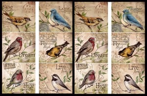 Brand Zero Luxury Speciality Decoupage Paper- Birds Quotes Tiles Brand Zero Luxury Speciality Decoupage Paper- Birds Quotes Tiles