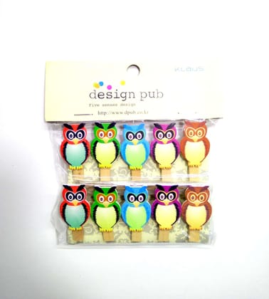Wooden Photo Clips - Owl - 10 Pcs Set Wooden Photo Clips - Owl - 10 Pcs Set