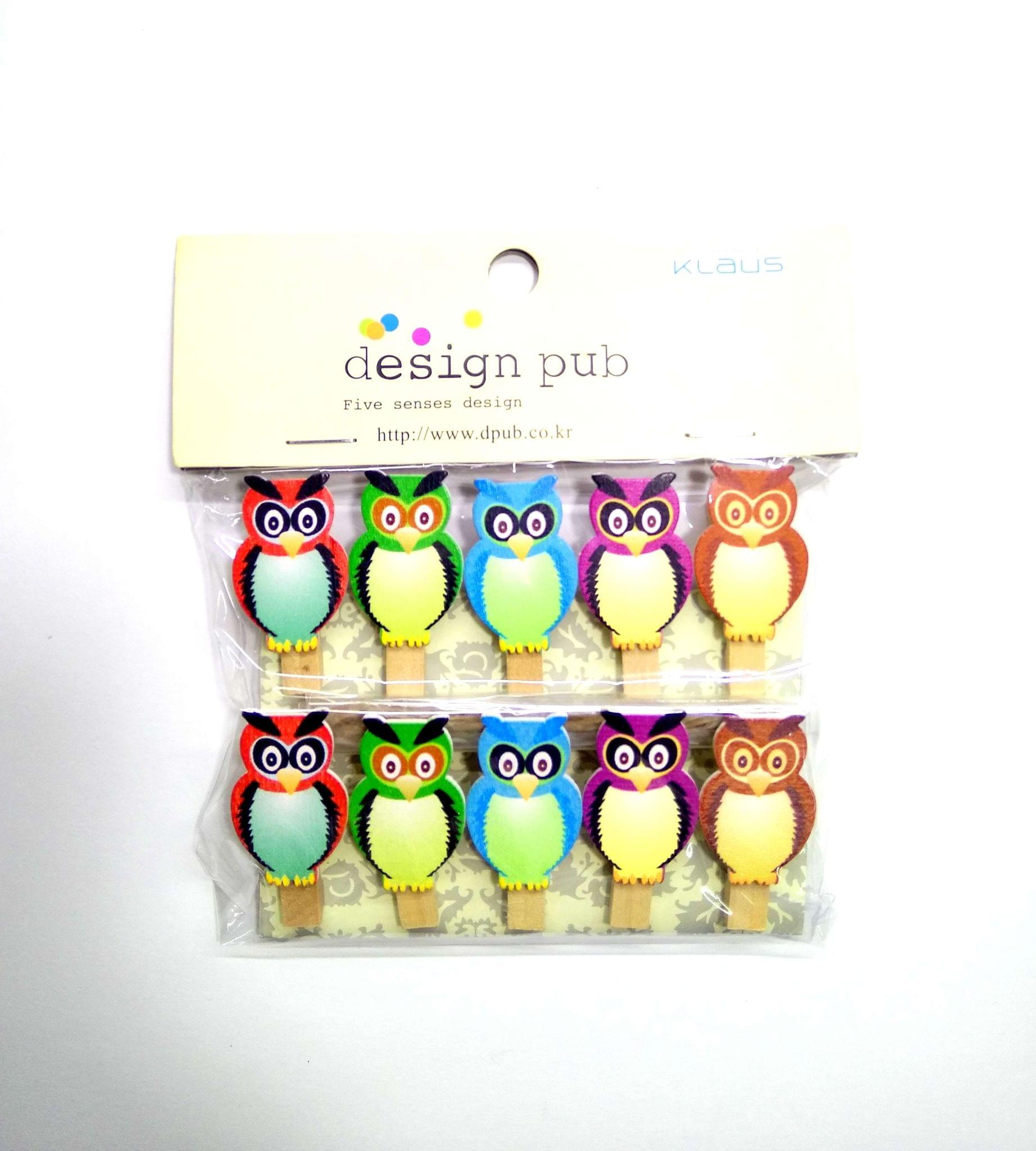 Wooden Photo Clips - Owl - 10 Pcs Set
