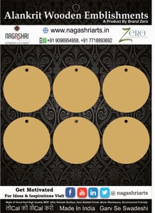 Brand Zero MDF Circle Fridge Magnet / Pendant / Tag Base - Pack of 6 Pcs