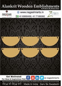 Brand Zero MDF Half Circle Fridge Magnet / Pendant / Tag Base - Pack of 6 Pcs