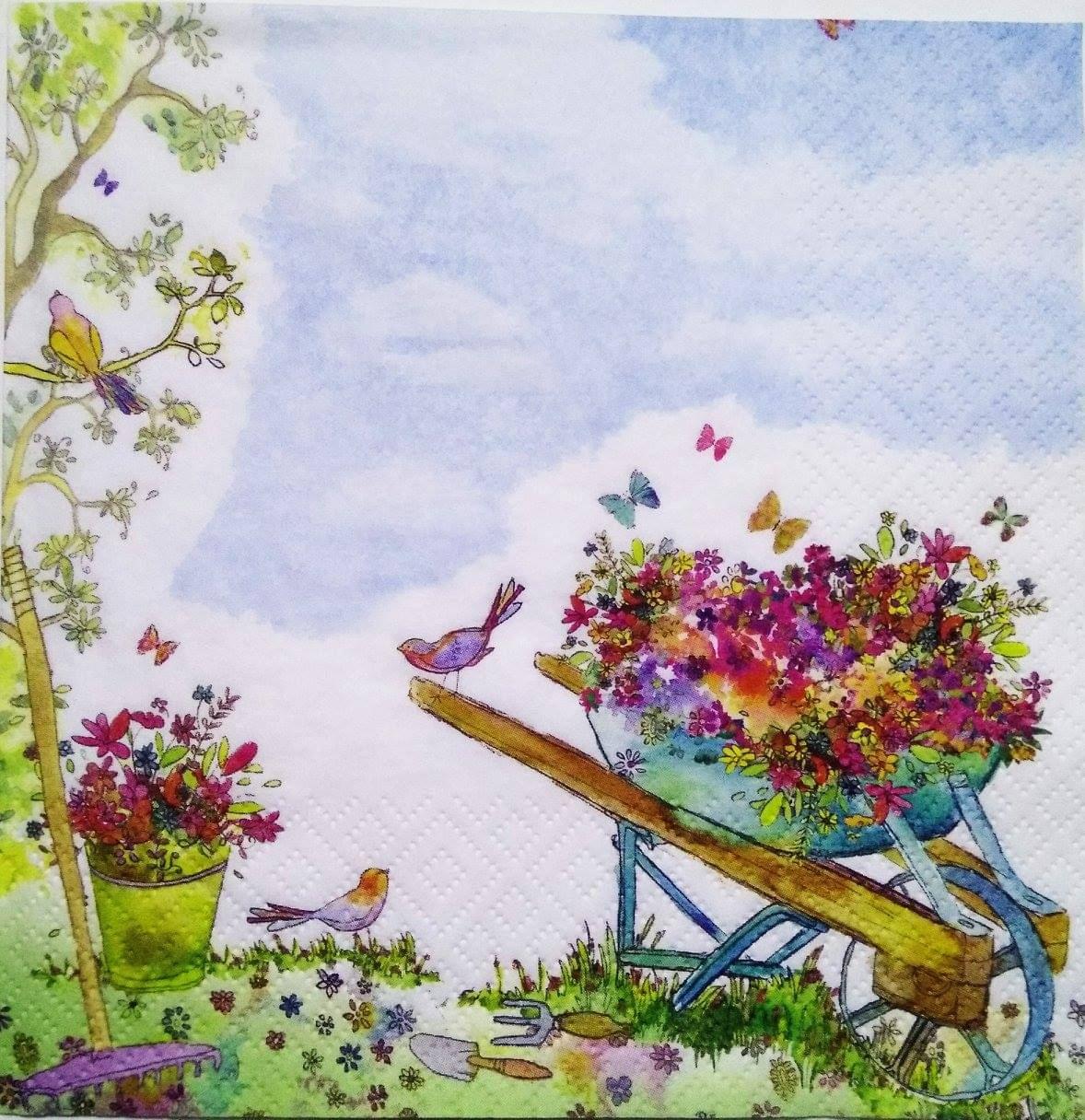 Decoupage Napkin / Tissue papers - 33cm by 33cm - Garden