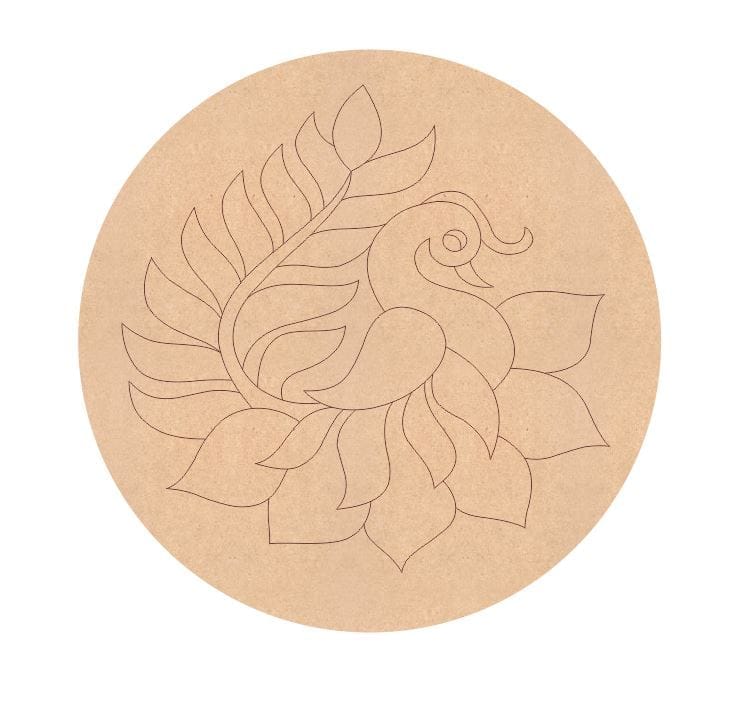 Brand Zero Pre Marked MDF Base - Peacock Right Facing Design 2 - Select Your Preference Of Size & Thickness