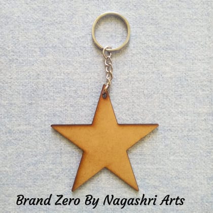 Brand Zero MDF Key Chain Star Design - Combo Of 5 Pcs - Select Your preferred Size & Thickness