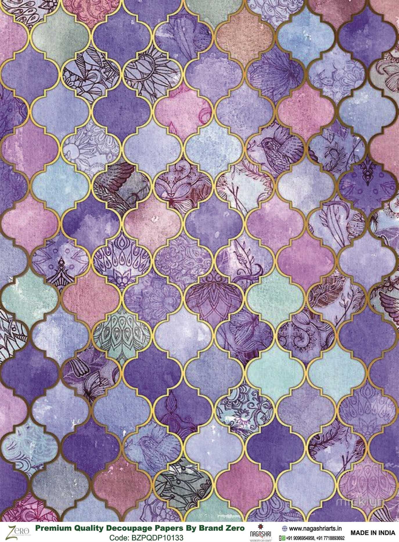 Brand Zero Premium Quality Decoupage Paper Pack of Two - Design Code: BZPQDP10133