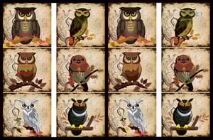 Brand Zero Luxury Speciality Decoupage Paper - Owls Paradise 1 Tiles