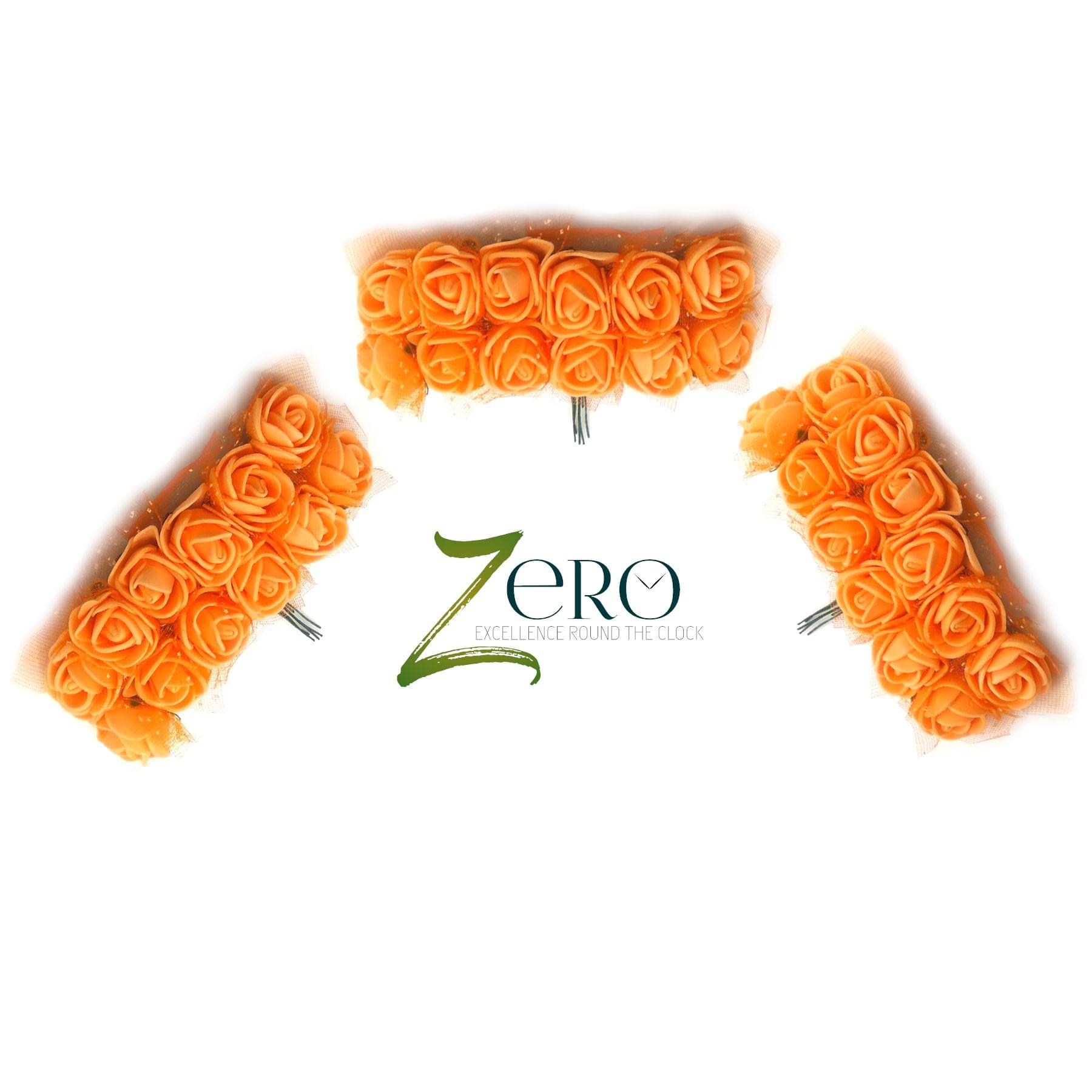 Bunch of 36 Pcs Hand Made Foam Flower Small - Orange Color
