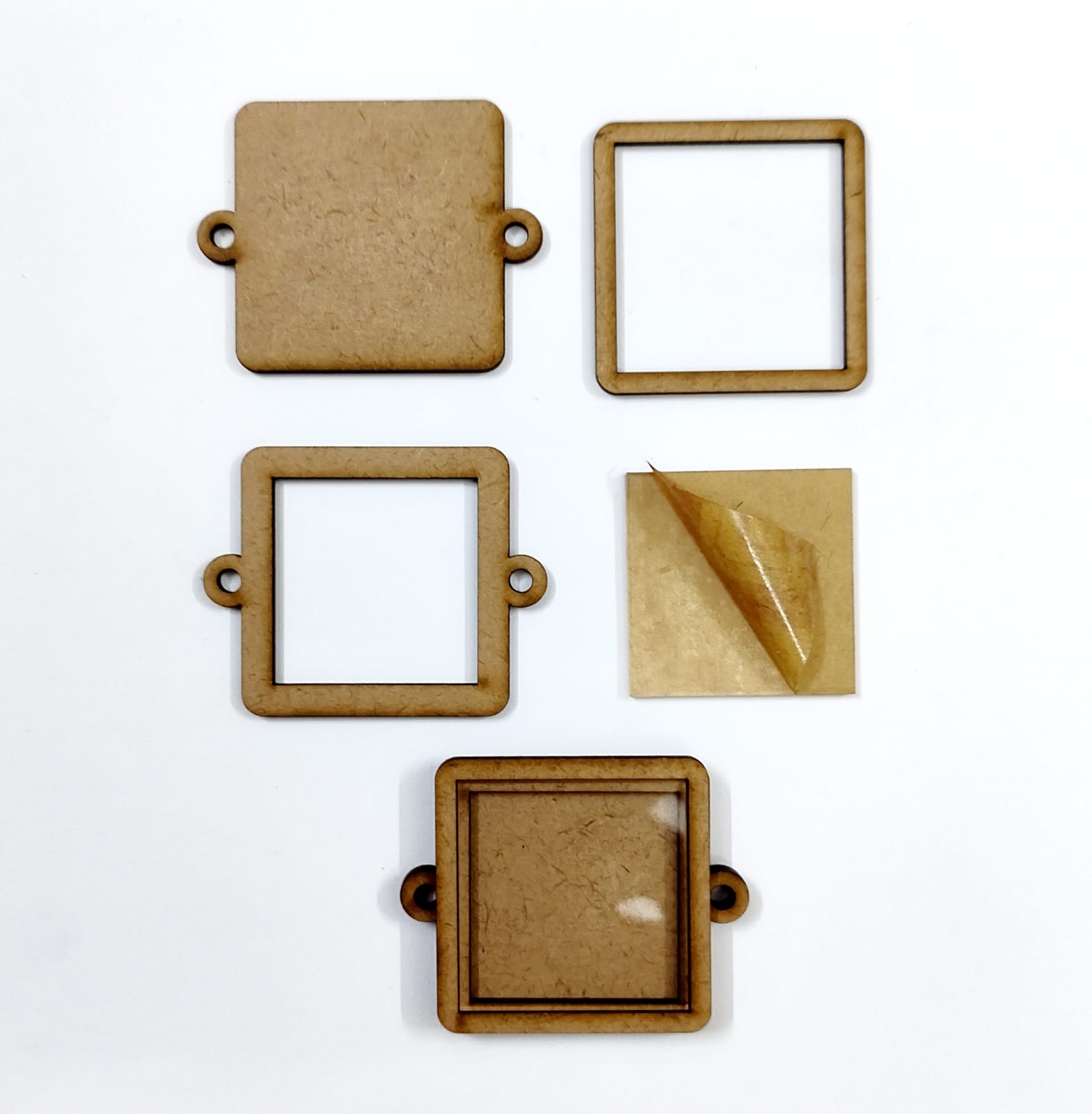 Brand Zero MDF Shaker Rakhi Base / Key Chain Base Design 1 - Size: 5.08 CM by 3.96 CM And 7.5 mm Thick