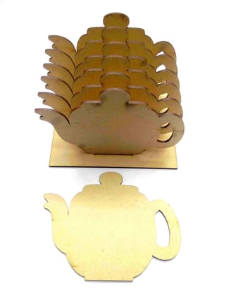 Brand Zero MDF Teapot Coasters With Stand - Pack of 6 Pcs Coaster And 1 Piece Stand