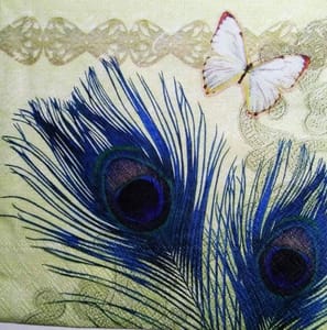 Decoupage Napkin / Tissue papers -  33cm by 33cm - Feathers