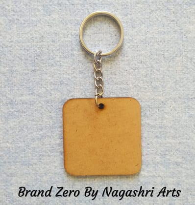 Brand Zero MDF Key Chain Round Corner Square Design - Select Your preferred Size & Thickness