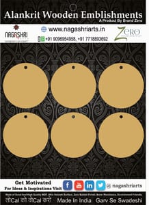 Brand Zero MDF Circle Fridge Magnet / Pendant / Tag Base - Pack of 6 Pcs