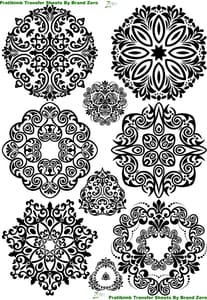 Brand Zero Pratibimb Transfer Sheets - Black Mandala Design 1
