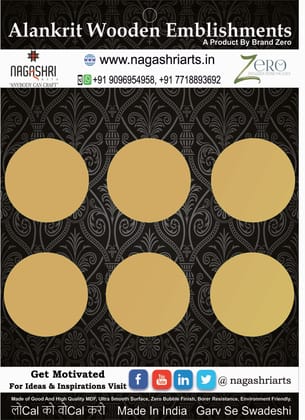Brand Zero Circle Coaster - 3.4 Inches Diameter- 4mm Thick - Pack of 6 Pcs