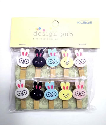 Wooden Photo Clips - Rabbit - 10 Pcs Set