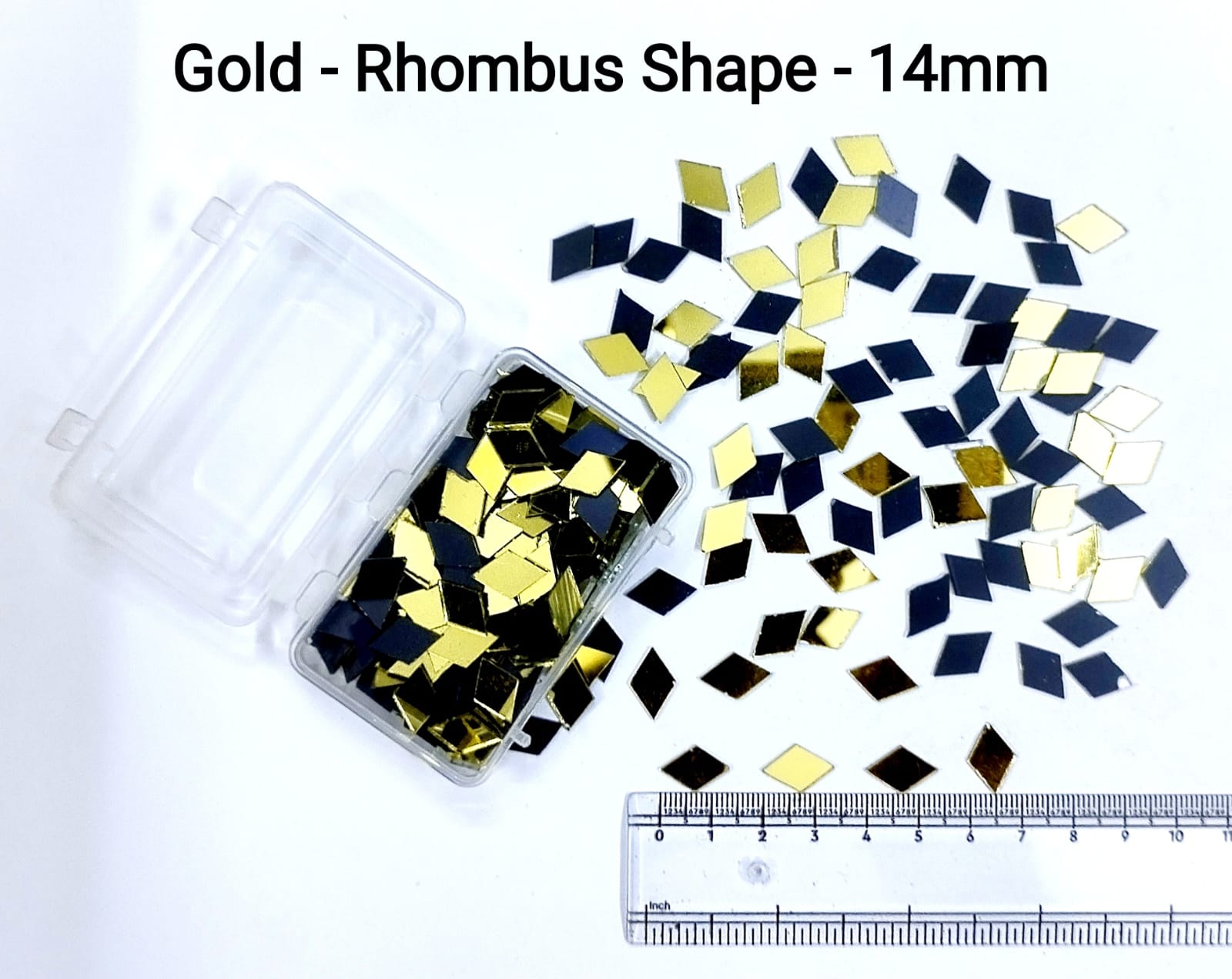 Gold Mirror Cutouts for Lippan Art - Rhombus Shape - 14mm - Select Your Quantity