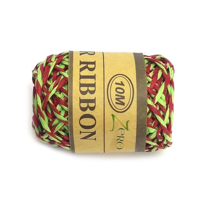 Double Color Paper Twine String 10 Meter Roll - Red Green 2 Ply - 2mm Diameter