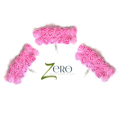 Bunch of 36 Pcs Hand Made Foam Flower Small - Pink Color