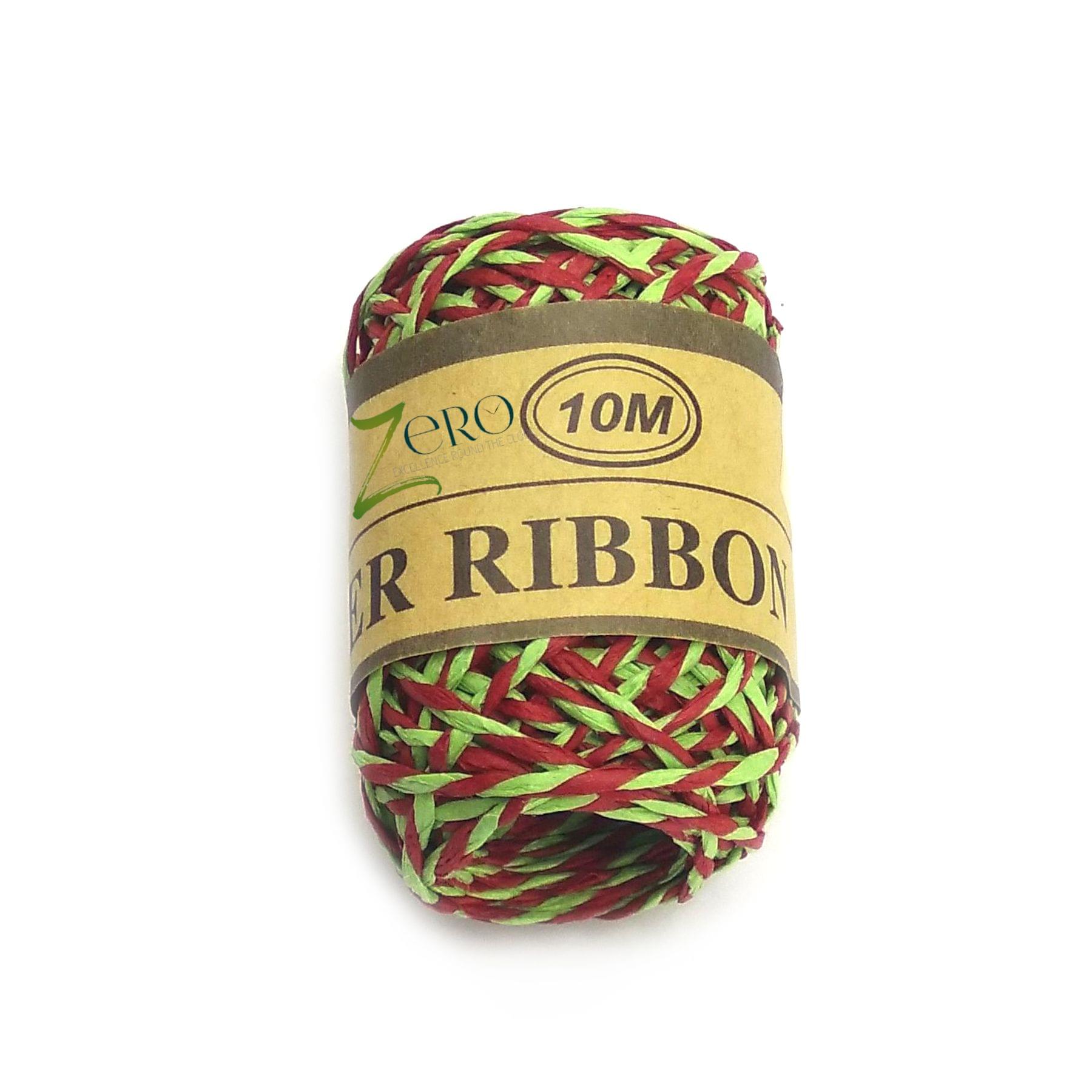 Double Color Paper Twine String 10 Meter Roll - Red Green 2 Ply - 2mm Diameter