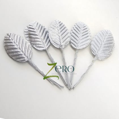 Bunch of 50 Pcs Hand Made Fabric Leaves - Silver Color Bunch of 50 Pcs Hand Made Fabric Leaves - Silver Color