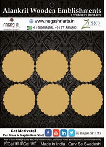 Brand Zero MDF Scallop Cutie Pie Coasters - 6 pcs