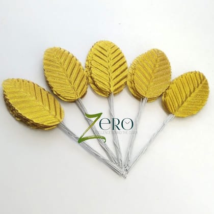 Bunch of 50 Pcs Hand Made Fabric Leaves - Gold Color Bunch of 50 Pcs Hand Made Fabric Leaves - Gold Color