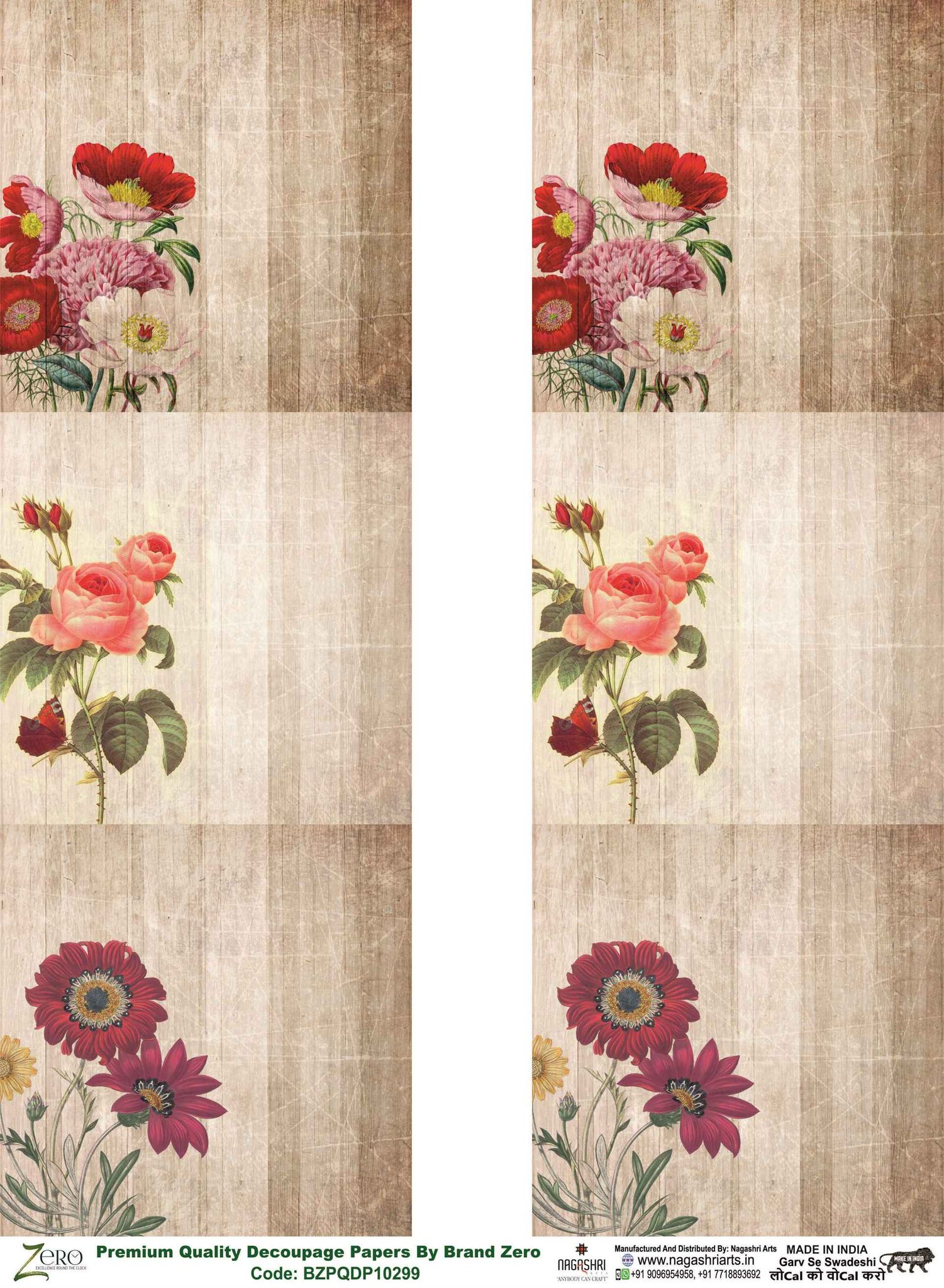 Brand Zero Premium Quality Decoupage Paper Pack of Two - Design Code: BZPQDP10299