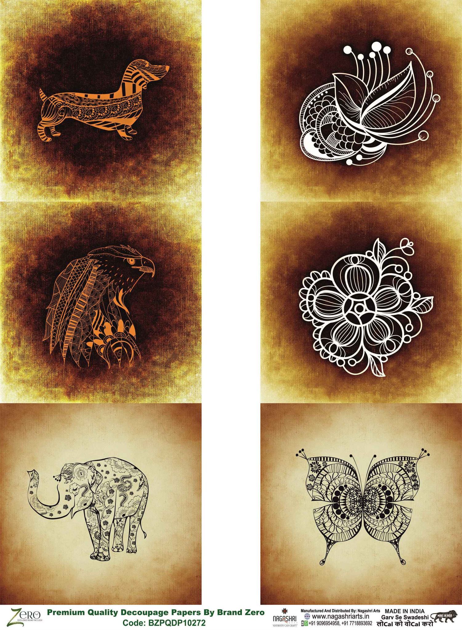 Brand Zero Premium Quality Decoupage Paper Pack of Two - Design Code: BZPQDP10272